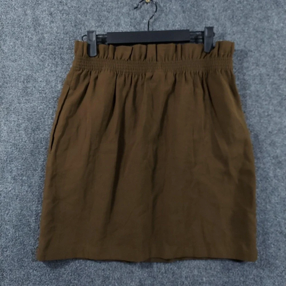 H&M Skirt Womens‎ 6 Brown Straight Knee Length Elastic Waist Pockets Lightweight